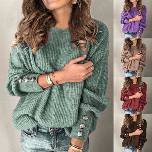 Women'S Fashion Solid Color Pullover round Neck Warm Long Sleeve Sweater Winter Clothes Women Жилетка Кофта Женская Кофта
